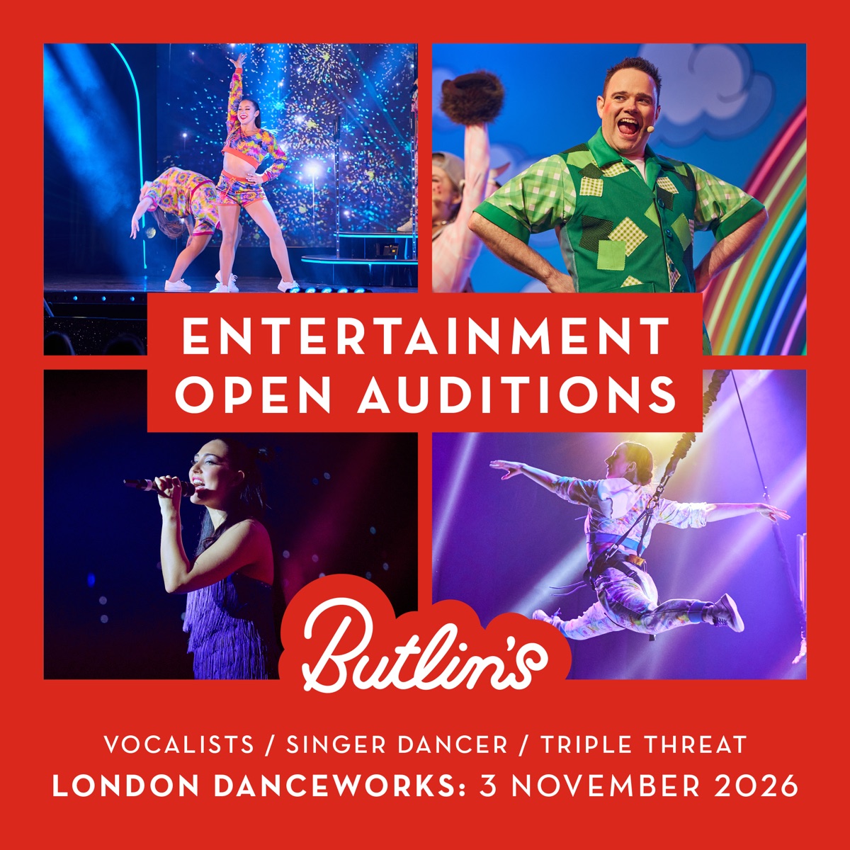Entertainment Open Auditions — Vocalists, Singer Dancers & Triple Threats — audition poster