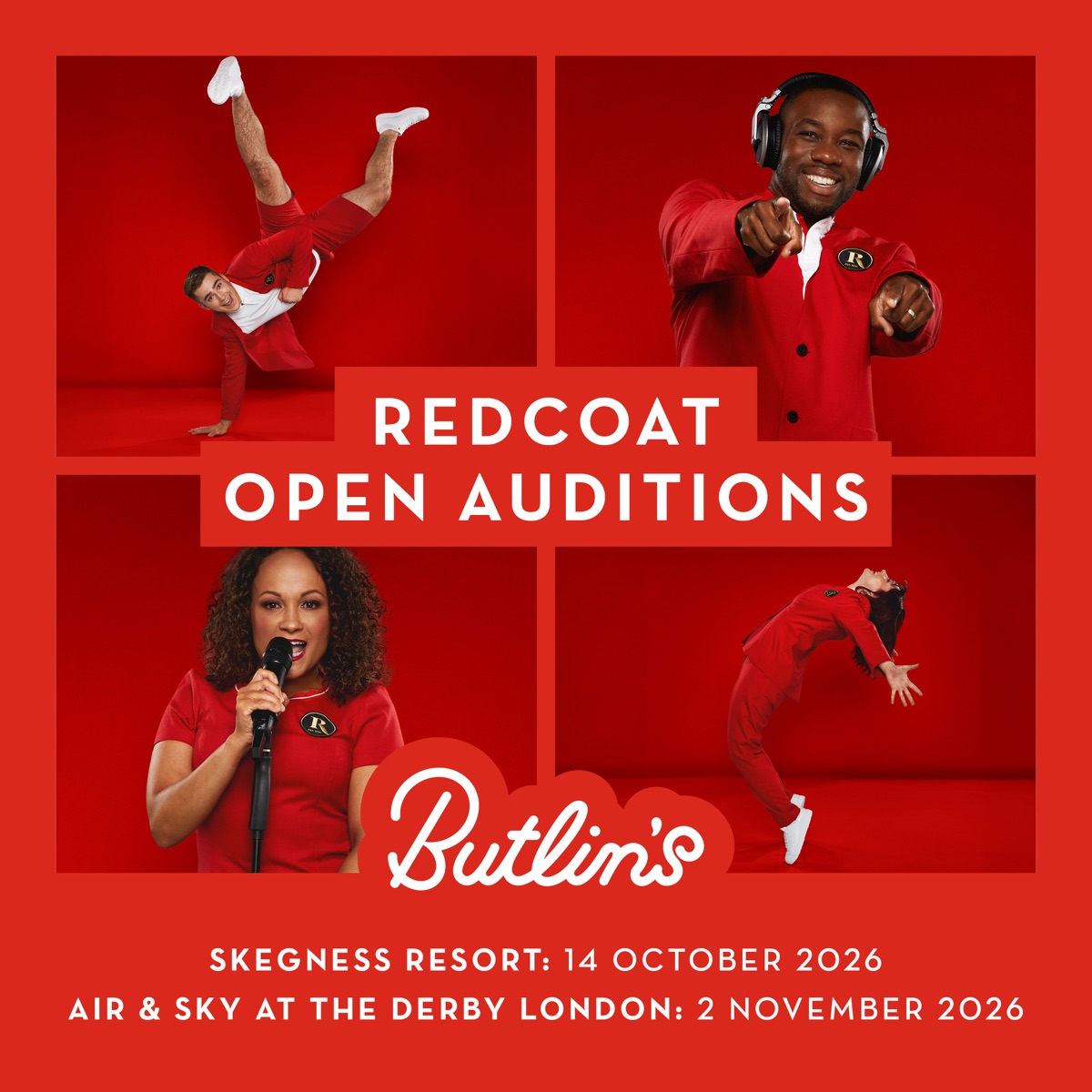 Redcoat Open Auditions — Skegness — audition poster