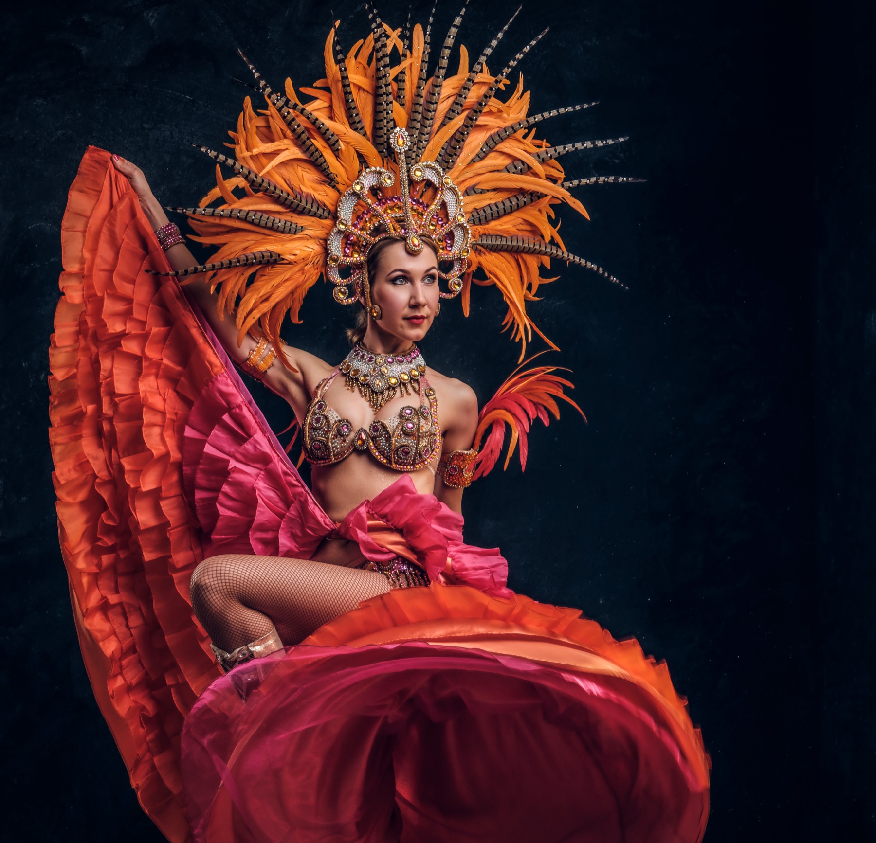 A performer under stage lights