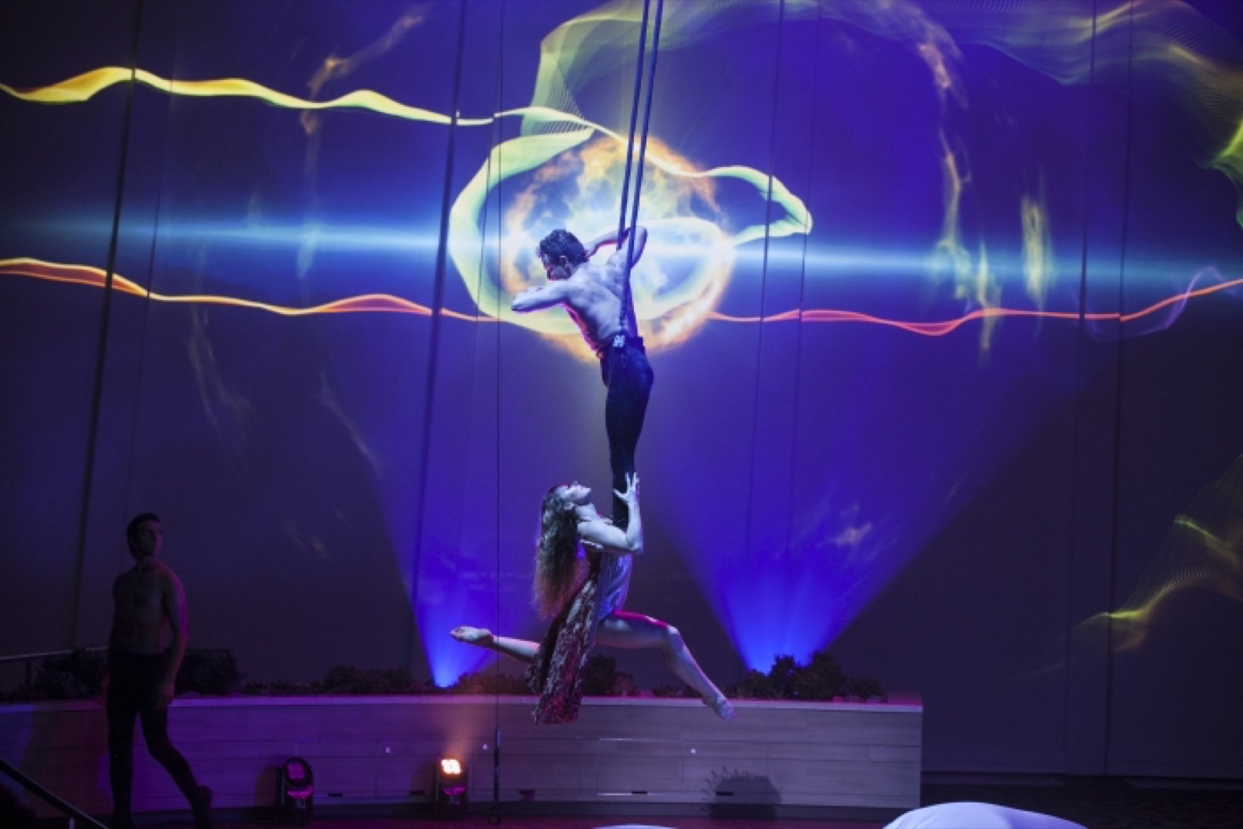 Performers on a cruise ship stage